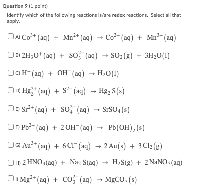 Solved Question 7 (1 point) Identify which of the following | Chegg.com