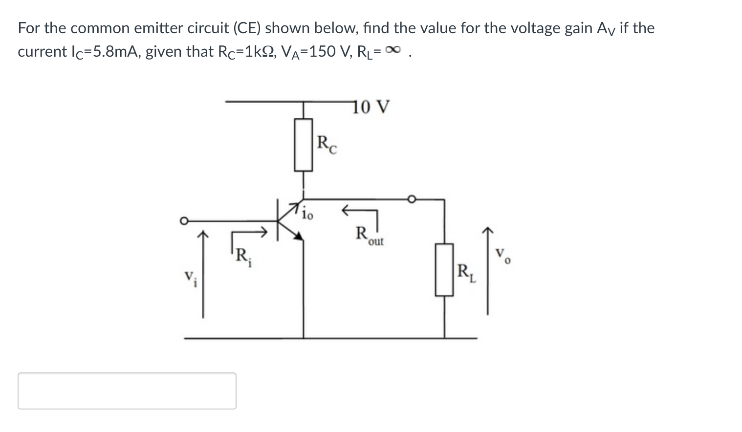 Solved For The Common Emitter Circuit (CE) Shown Below, Find | Chegg.com