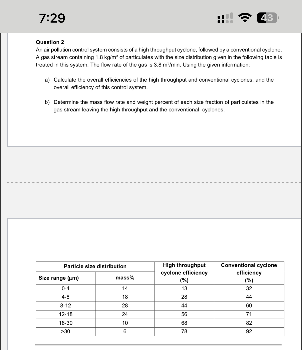 Solved 7:29 Question 2 An air pollution control system | Chegg.com