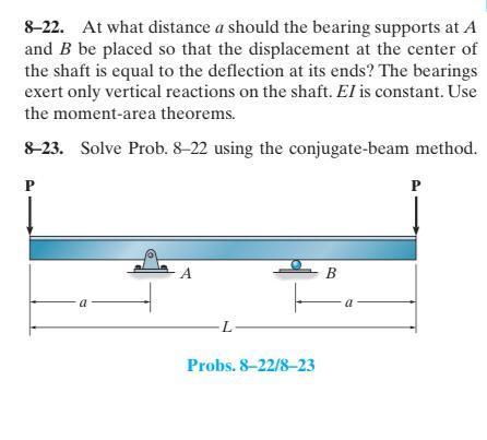 Solved 8-22. At what distance a should the bearing supports | Chegg.com