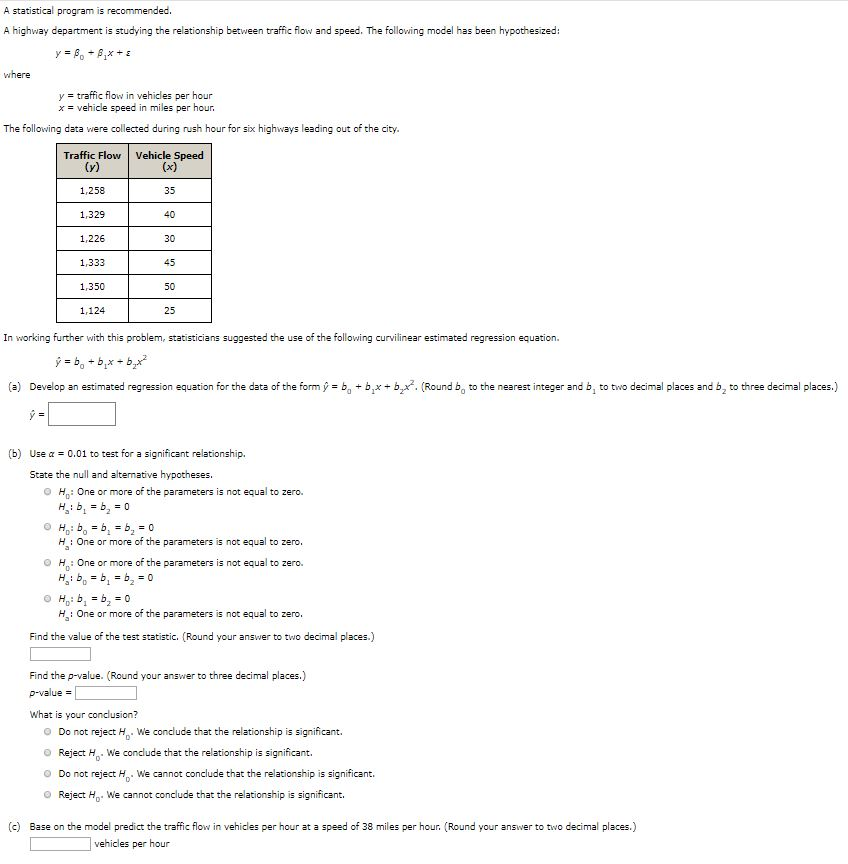 Solved A Statistical Program Is Recommended. A Highway | Chegg.com