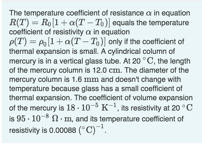 Solved The Temperature Coefficient Of Resistance A In | Chegg.com