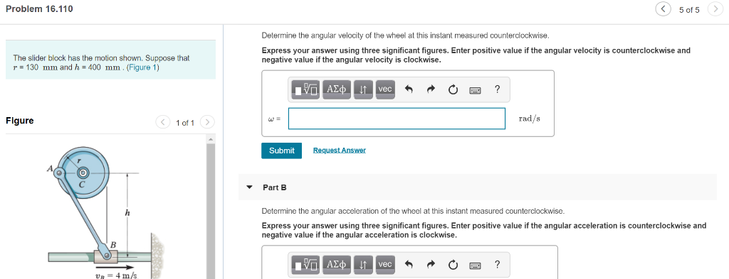 Solved Problem 16.110 5 of 5 Determine the angular velocity | Chegg.com