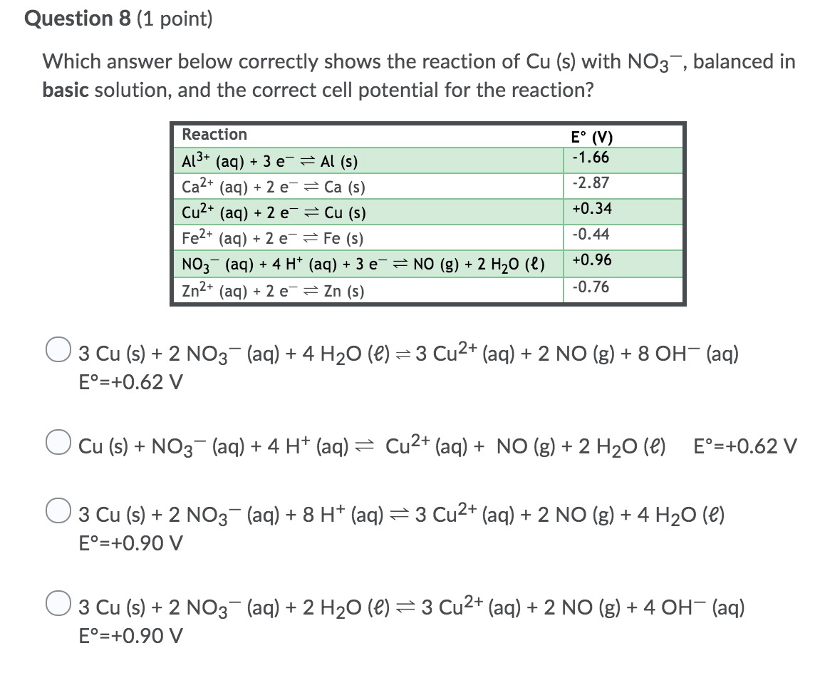 Solved Can Some One Solve The Cell Potential Question C Chegg Com