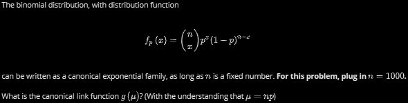 canonical link function exponential family