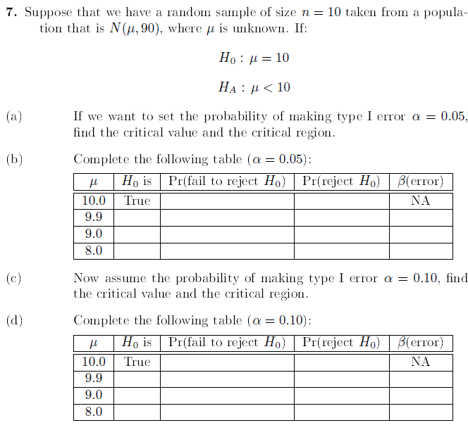 Solved 7. Suppose that we have a random sample of size n = | Chegg.com