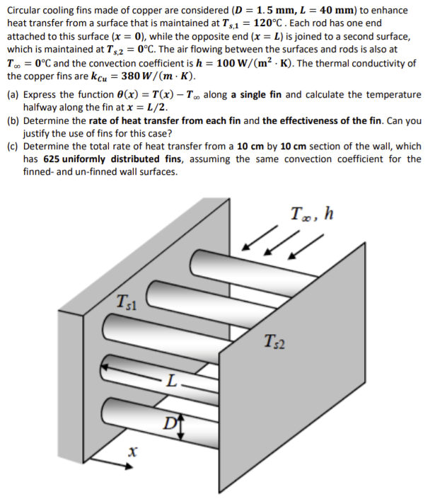 Solved Circular cooling fins made of copper are considered