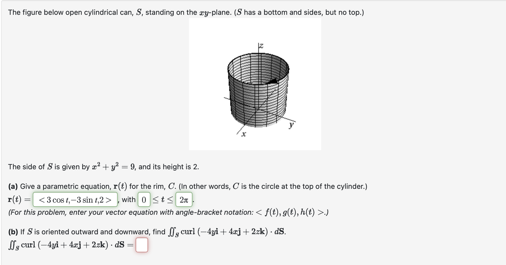 Solved The Figure Below Open Cylindrical Can, S, ﻿standing | Chegg.com