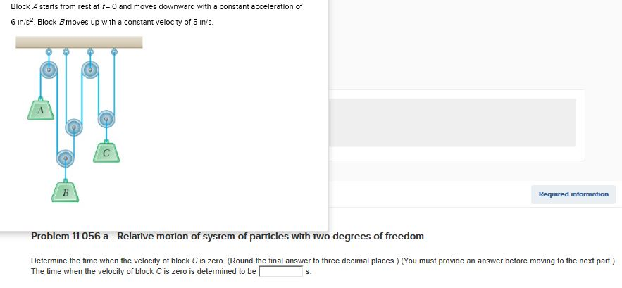 Solved Block A Starts From Rest At T=0 And Moves Downward | Chegg.com
