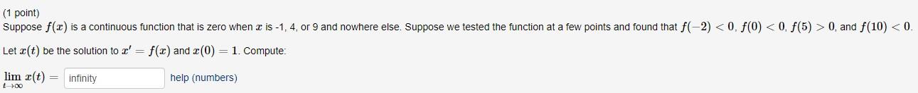 Solved ( 1 point) The graph of the function f(x) is Consider | Chegg.com