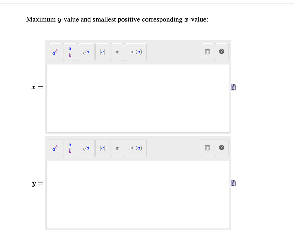 Maximum yvalue and smallest positive corresponding