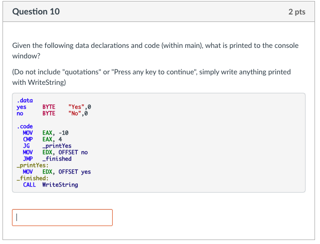Solved Question 10 2 pts Given the following data | Chegg.com