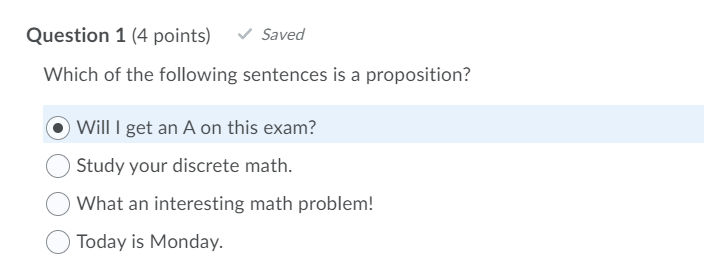 Solved Question 1 (4 points) Saved Which of the following | Chegg.com