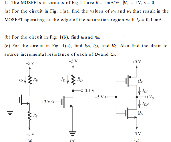 Solved The Mosfets In Circuits Of Fig Have K Chegg Com