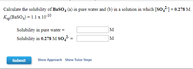 Solved Calculate the solubility of Baso, (a) in pure water | Chegg.com