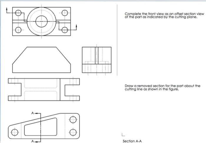 Solved Complete the front view as an offset section view of | Chegg.com