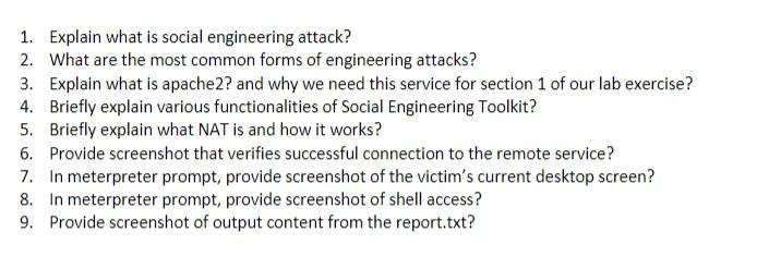Solved 1. Explain what is social engineering attack? 2. What | Chegg.com