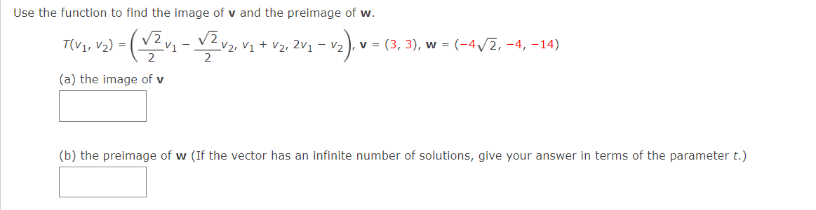 Solved Use the function to find the image of v and the | Chegg.com