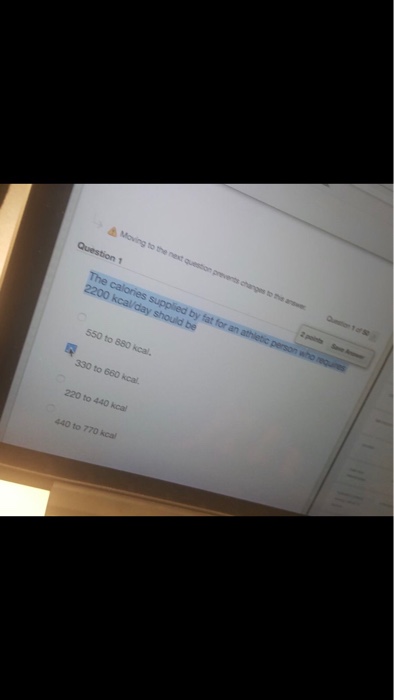 Solved Question 1 550 to 880 kcal. 330 to 660 kcal. 220 to | Chegg.com