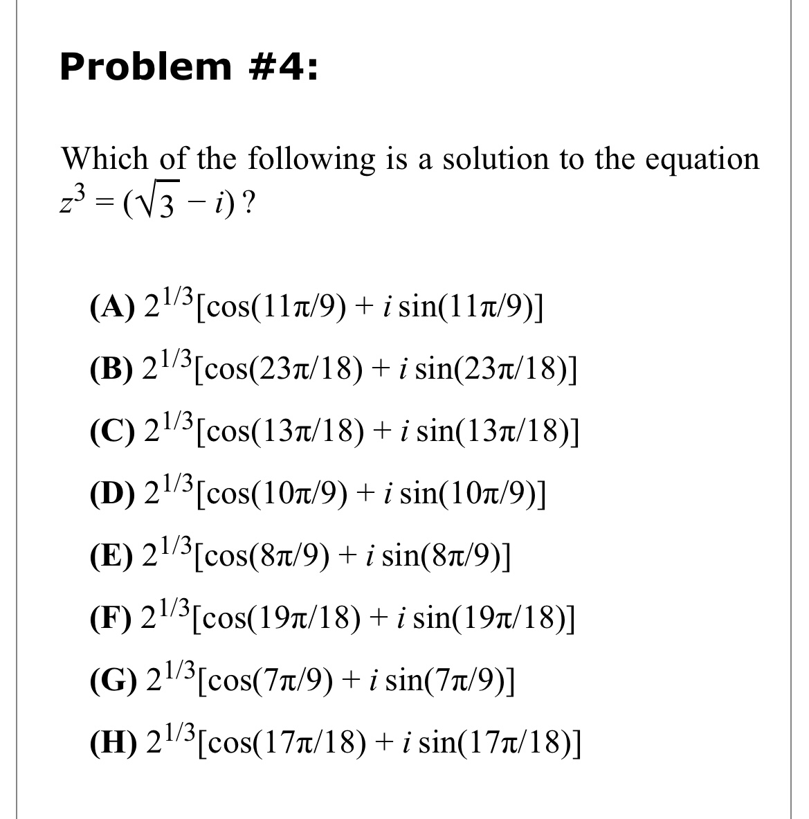 Solved Problem #4:Which of the following is a solution to | Chegg.com