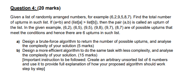 Solved Write the code in Python Question 4: (20 marks) Given | Chegg.com