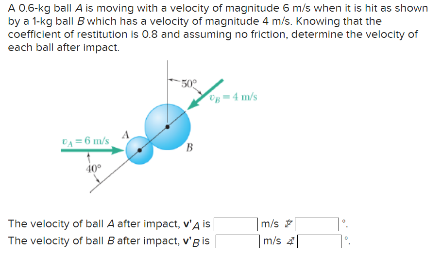 Solved A 0.6-kg ball A is moving with a velocity of | Chegg.com