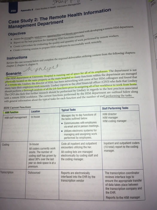 case study 2 the remote health information management department