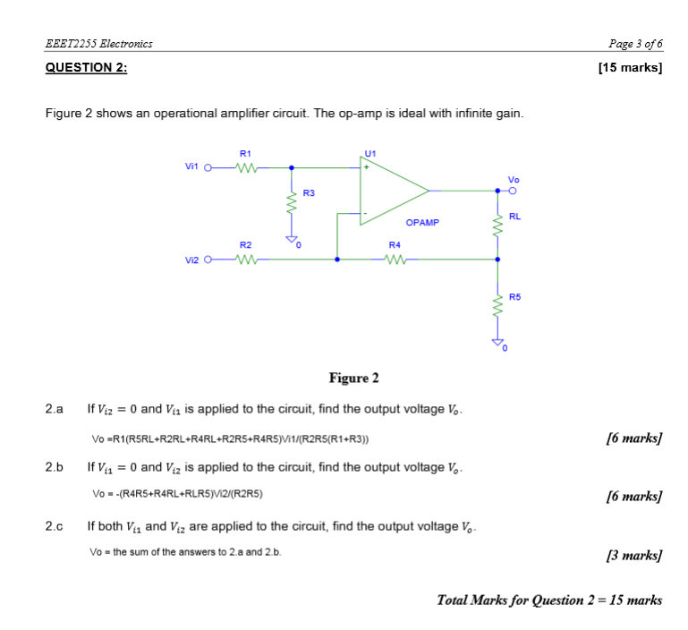 Solved EEET2255 Electronics Page 3 of 6 QUESTION 2: [15 | Chegg.com