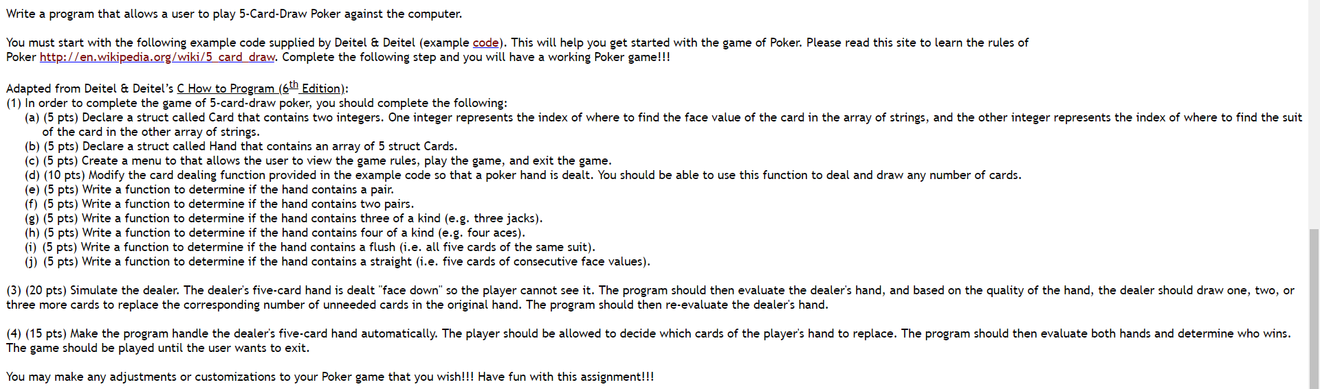 poker rules 5 card draw hands