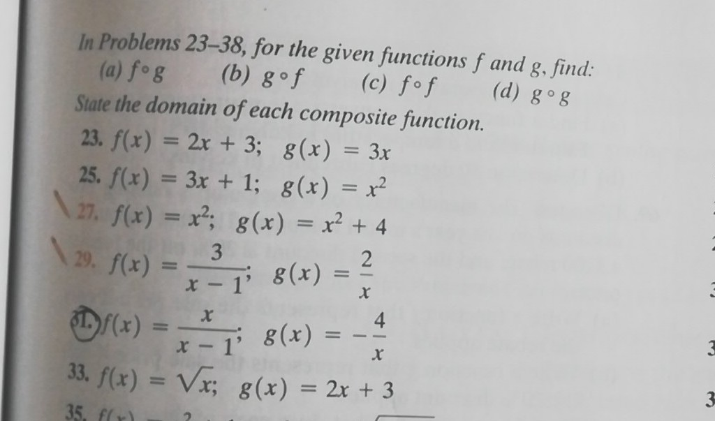 Solved In Problems 23–38, for the given functions f and g