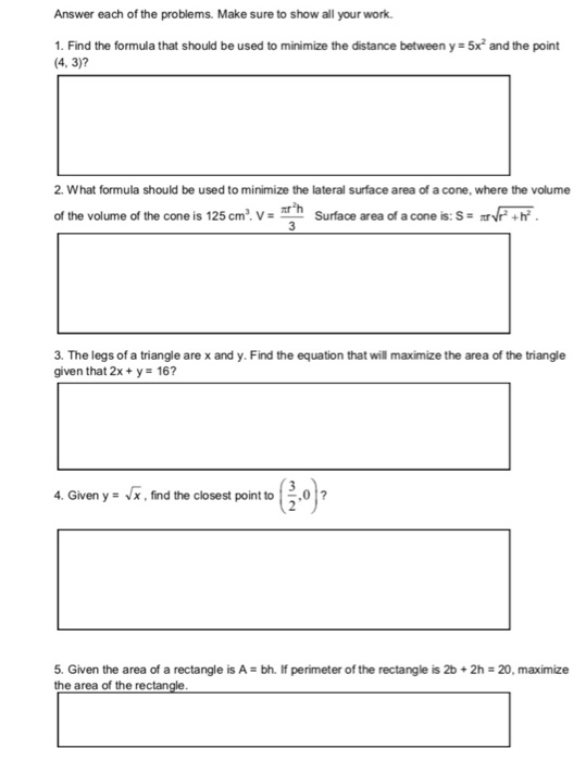 Solved Answer each of the problems. Make sure to show all | Chegg.com