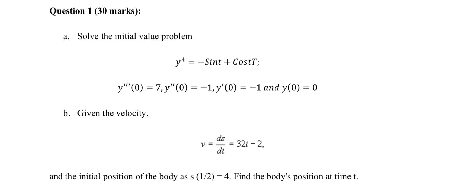 Solved a. Solve the initial value problem | Chegg.com