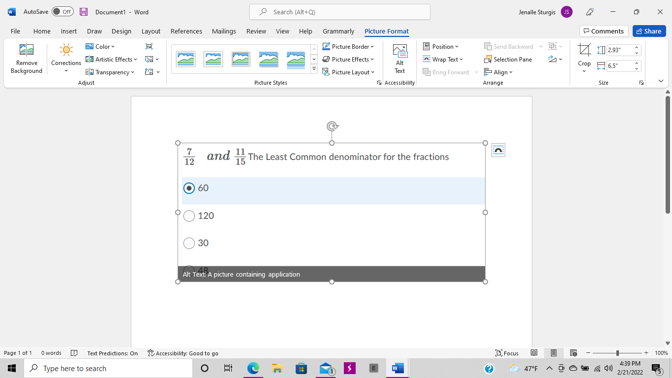 Solved AutoSave Off Document1 - Word Search (Alt+Q) Jenalle | Chegg.com