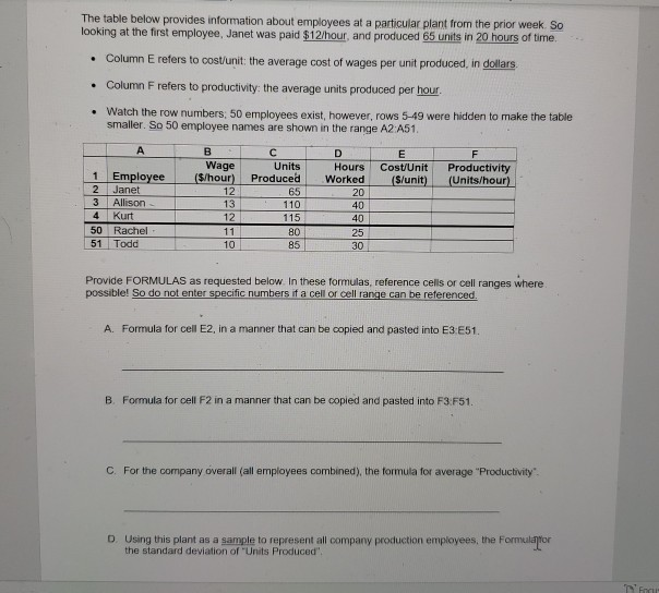 Solved The table below provides information about employees | Chegg.com