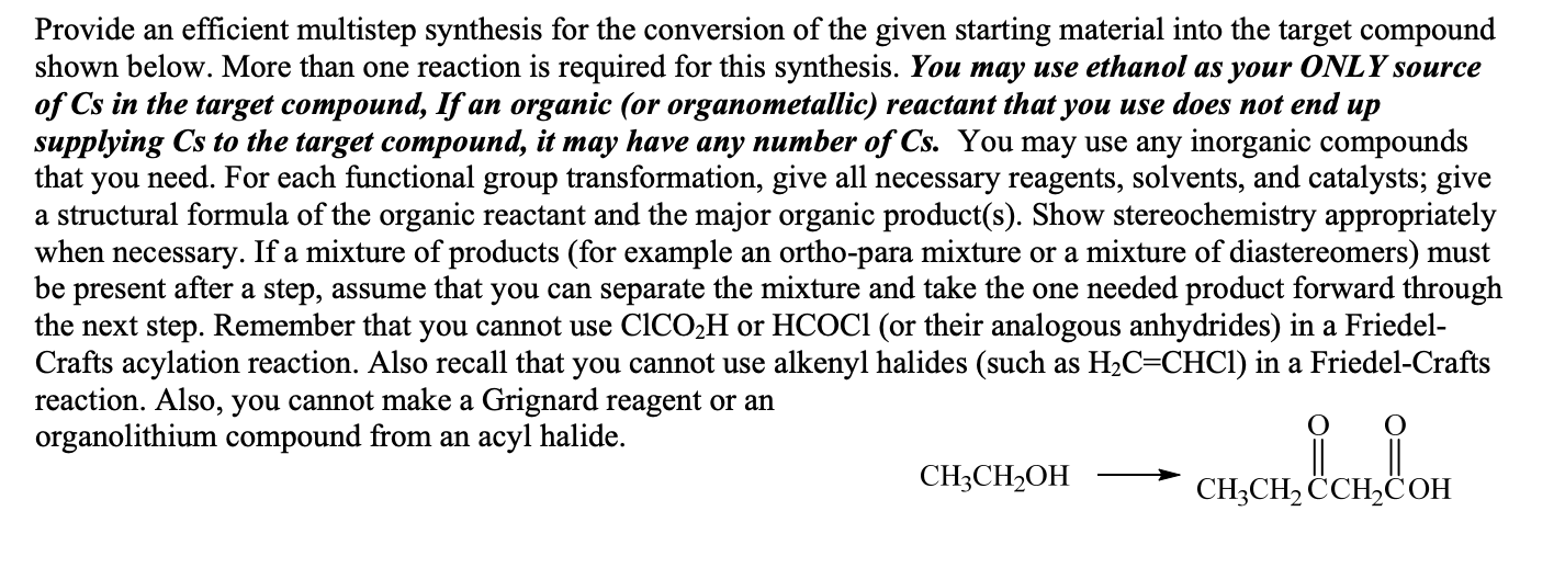 Solved Provide An Efficient Multistep Synthesis For The | Chegg.com