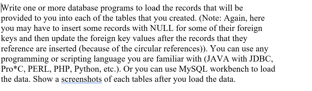 Solved 1. Create the following tables from the COMPANY | Chegg.com