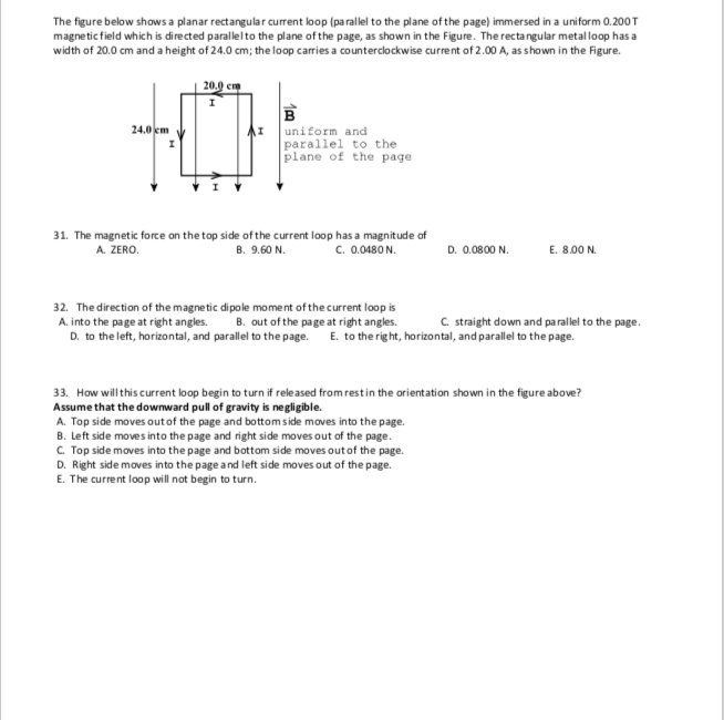 Solved The figure below shows a planar rectangular current | Chegg.com
