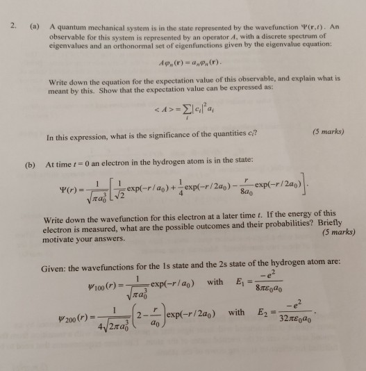 Solved (a) A quantum mechanical system is in the state | Chegg.com