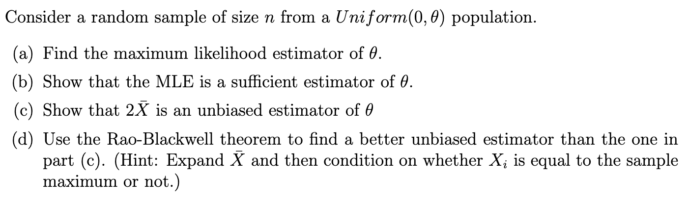 Solved Consider a random sample of size n from a | Chegg.com