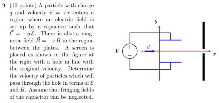 Solved Y U 9 10 Points A Particle With Charge Q And Ve Chegg Com