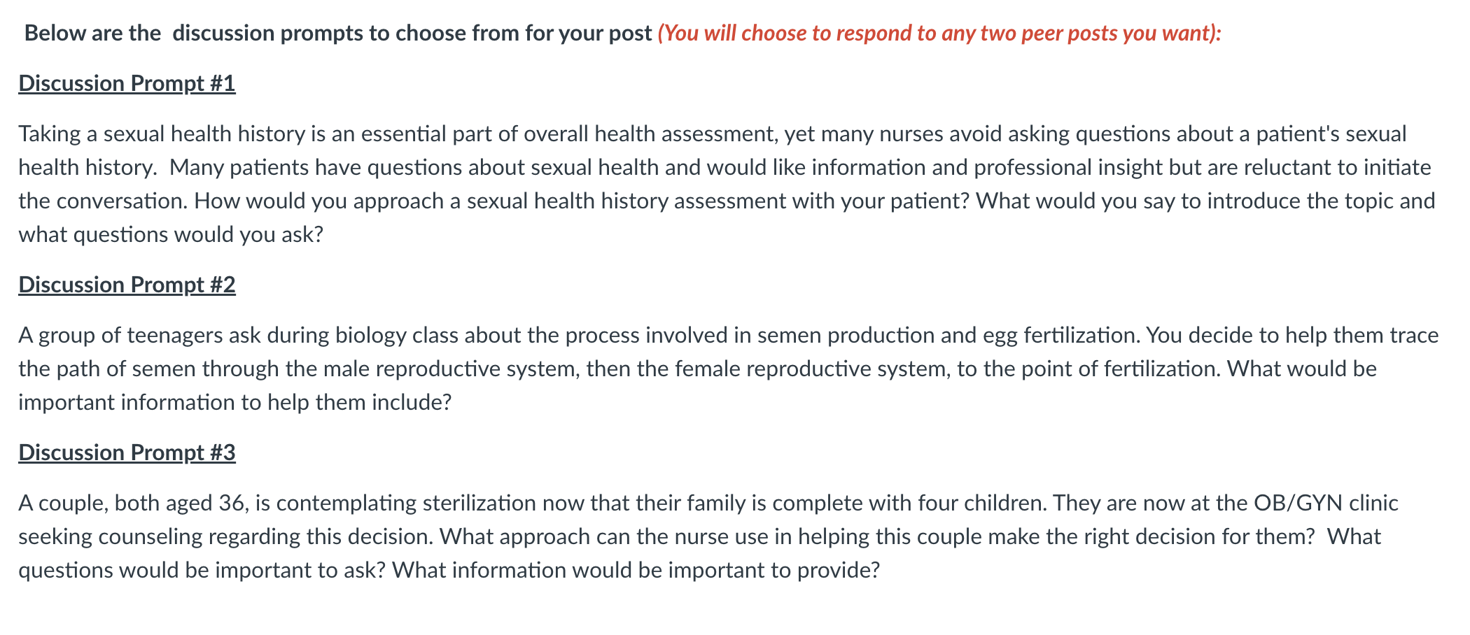 Solved Below are the discussion prompts to choose from for Chegg