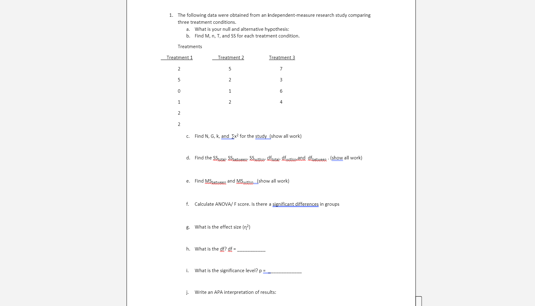 Solved 1. The following data were obtained from an | Chegg.com