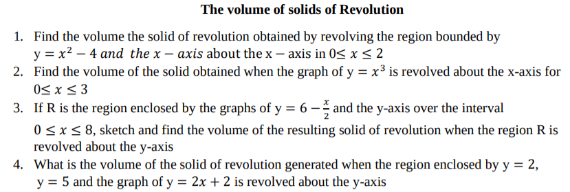 Solved The Volume Of Solids Of Revolution 1. Find The Volume | Chegg.com