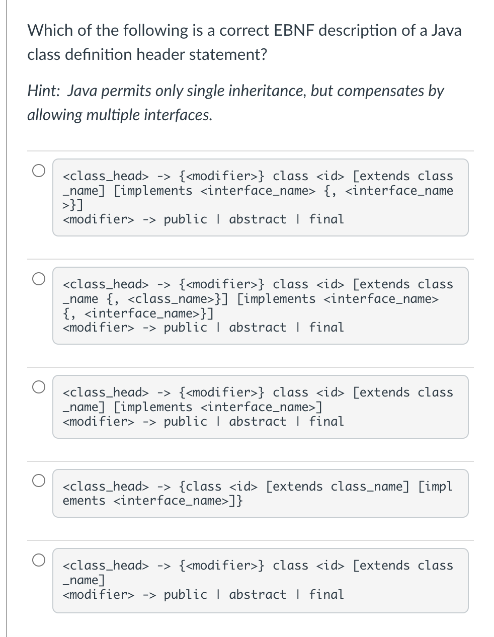 Solved which of the following is a correct ebnf description chegg