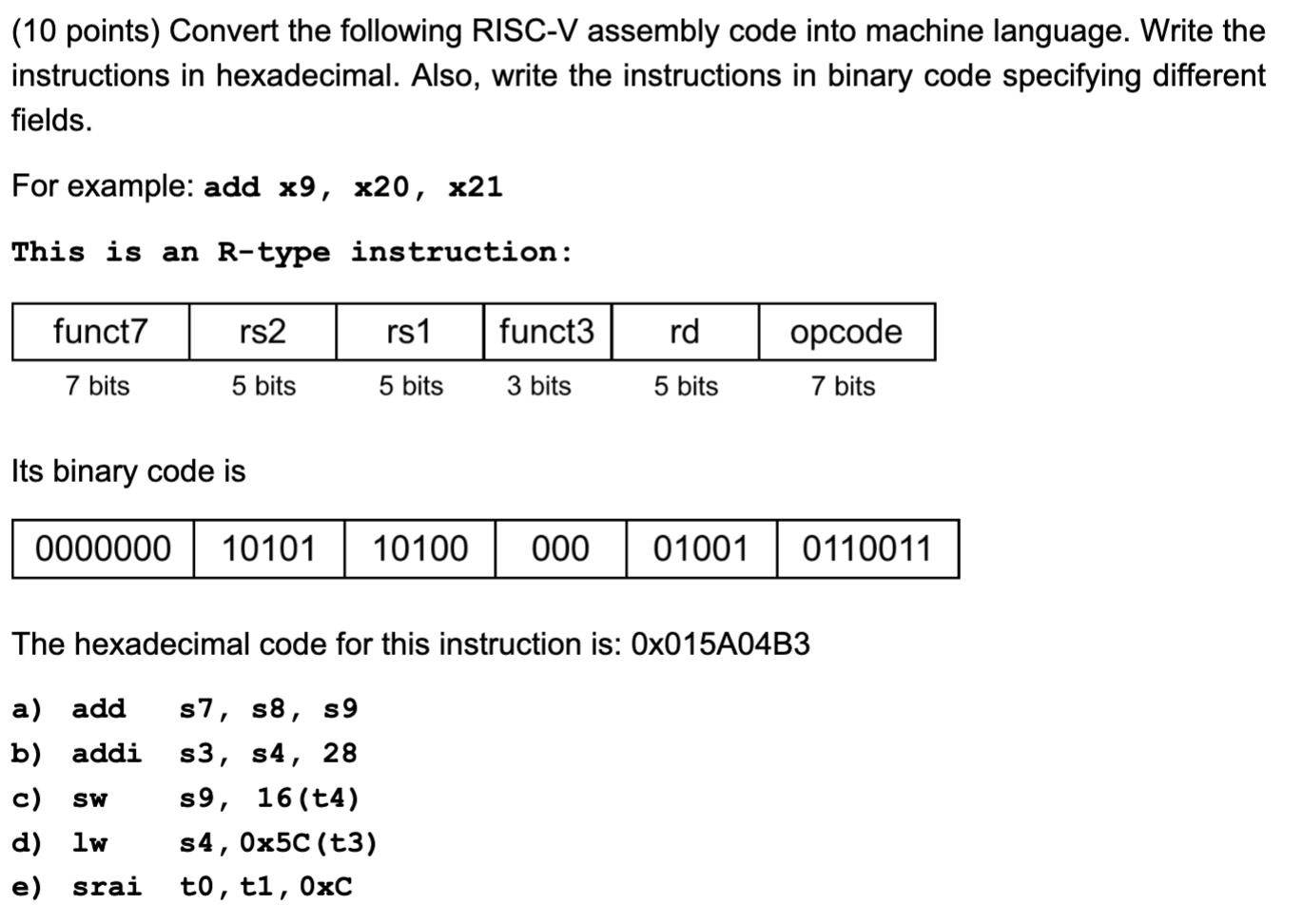 (10 Points) Convert The Following RISC-V Assembly | Chegg.com