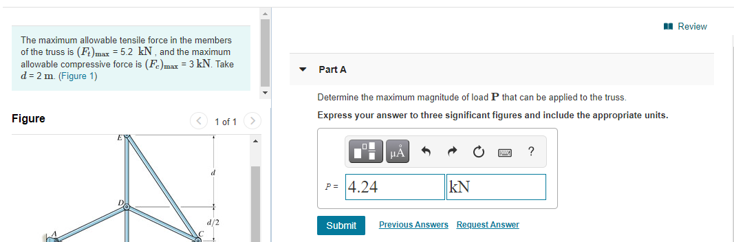 Solved The Maximum Allowable Tensile Force In The Members Of | Chegg.com