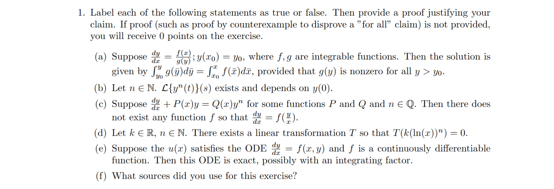 Solved 1. Label each of the following statements as true or | Chegg.com