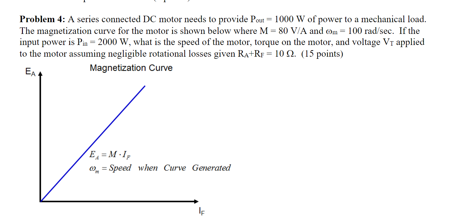 Solved Problem 4: A series connected DC motor needs to | Chegg.com