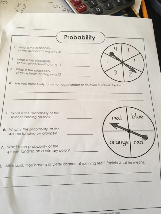 the experimental probability of the spinner landing on red