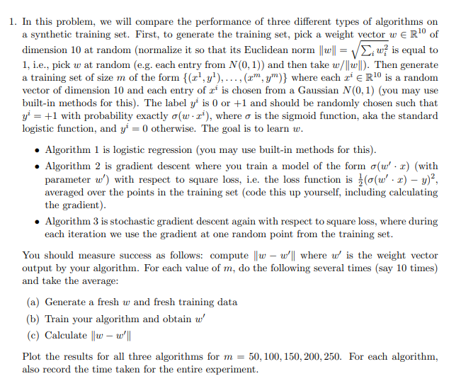 machine learning homework problem